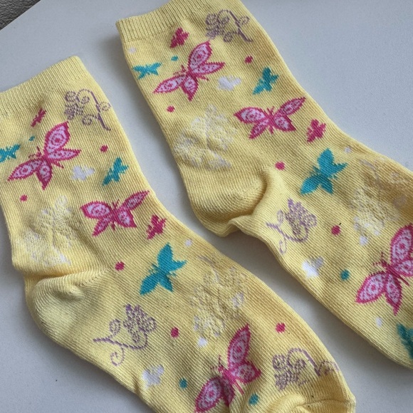 Vintage Yellow Butterfly girly Socks ONE SIZE - Picture 6 of 7